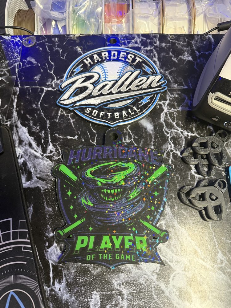 3D-printed softball player-of-the-game medals